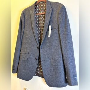 Men’s New With Tags Dark Denim Blue Blazer Size 42 Skinny Fit